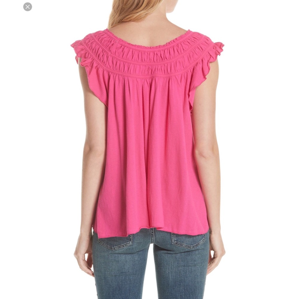 NWT FREE PEOPLE Ruffled Coconut Gathered Top - Picture 2 of 4